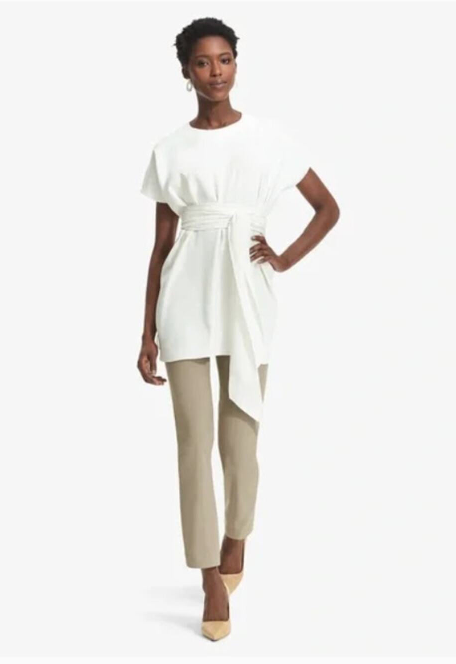 M.M.LaFleur The Selena Tie Top Ivory White Tunic Blouse Womens XL